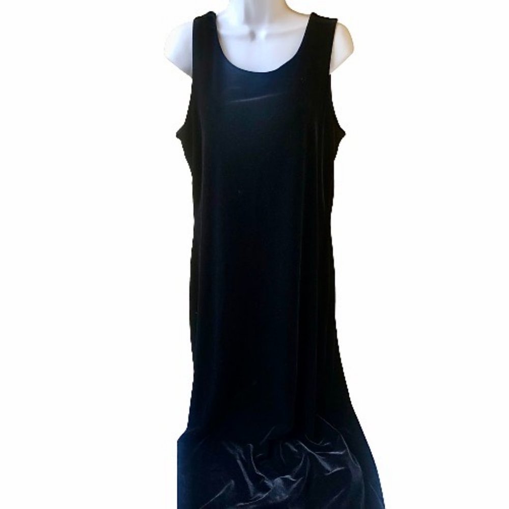 Carol Anderson Vintage Black Sleeveless Velvet Long Dress with Floral Jacket - Picture 12 of 15